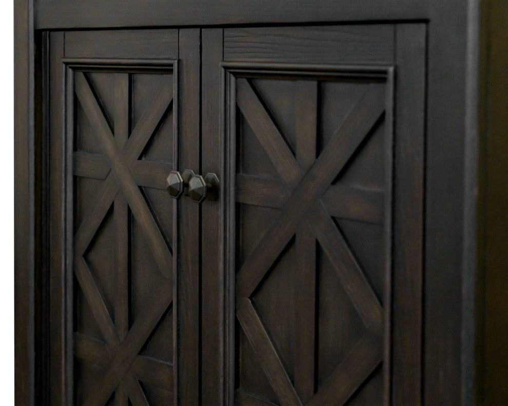 Traditional Wood Bookcase With Doors Office Assembled Dark Brown