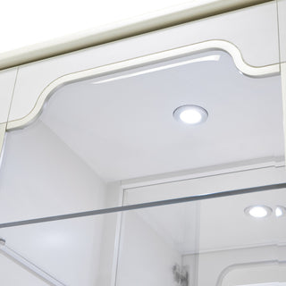 Close-up interior detail with white background; cropped view of top cabinet interior