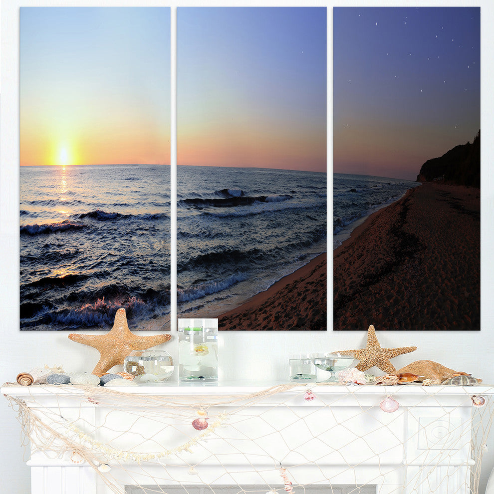 "Sunset Beach Panorama" Metal Wall Art, 3 Panels, 36"x28"