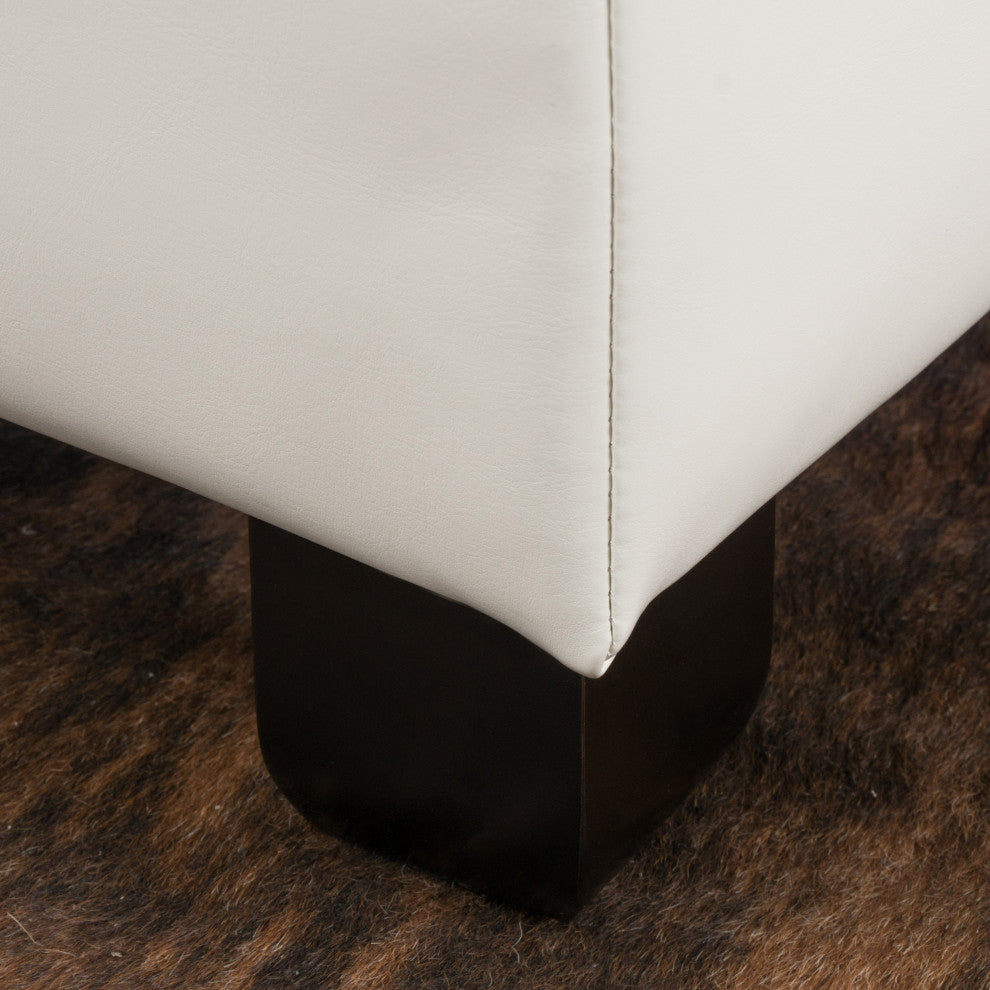 GDF Studio Kensington Square Storage Ottoman, Ivory, Pu, Birch