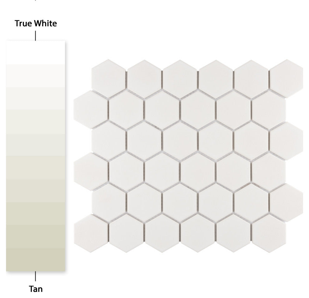 Gotham 2" Hex White Porcelain Floor and Wall Tile