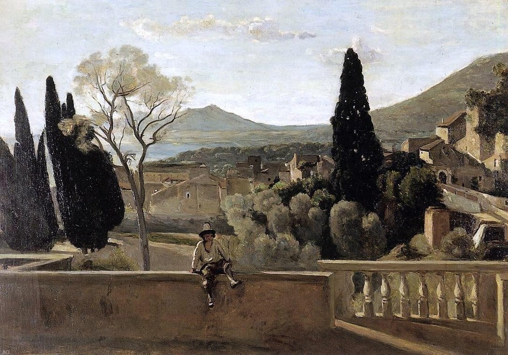 Berthe Morisot View of Tivoli (after Corot) - 18" x 27" Premium Canvas Print