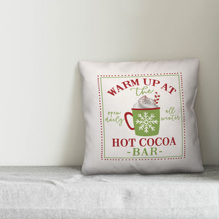 Warm Up At Hot Cocoa Bar 20"x20" Throw Pillow