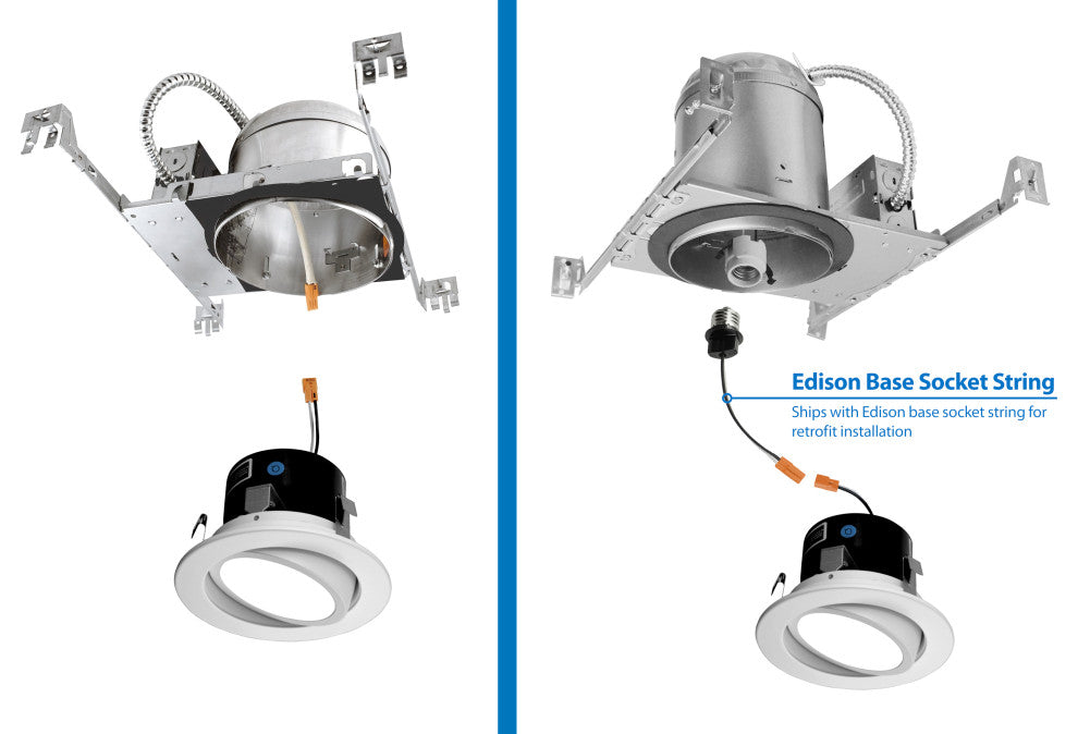 NICOR DLG4-10-120-2K-WH 4" LED Gimbal Downlight Retrofit Kit, 2700K
