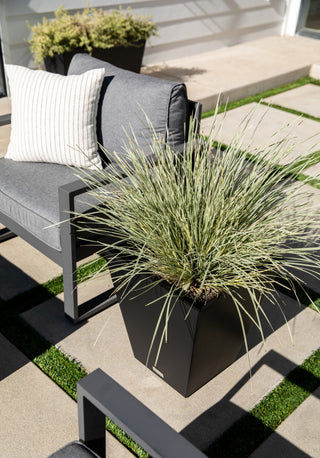 Nobleton Square Planter, Black, 22 Inch, 2 Pack