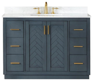 Gazsi 48" Single Bathroom Vanity Set in Charcoal Blue without Mirror