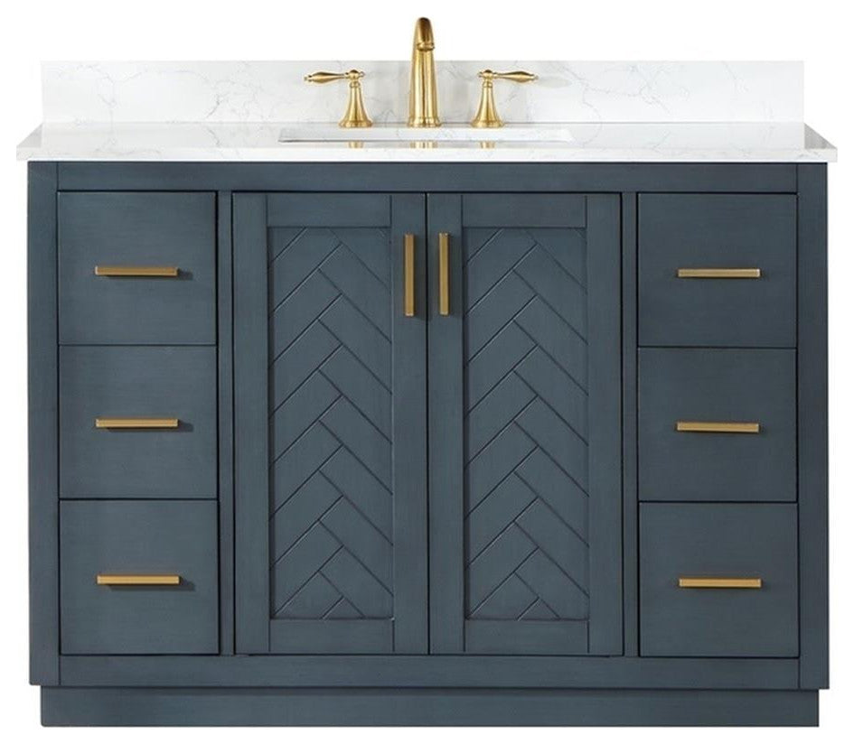 Gazsi 48" Single Bathroom Vanity Set in Charcoal Blue without Mirror