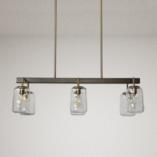 LNC 6-Light Black and Gold Modern Mason Jar Linear Large Kitchen Island Light