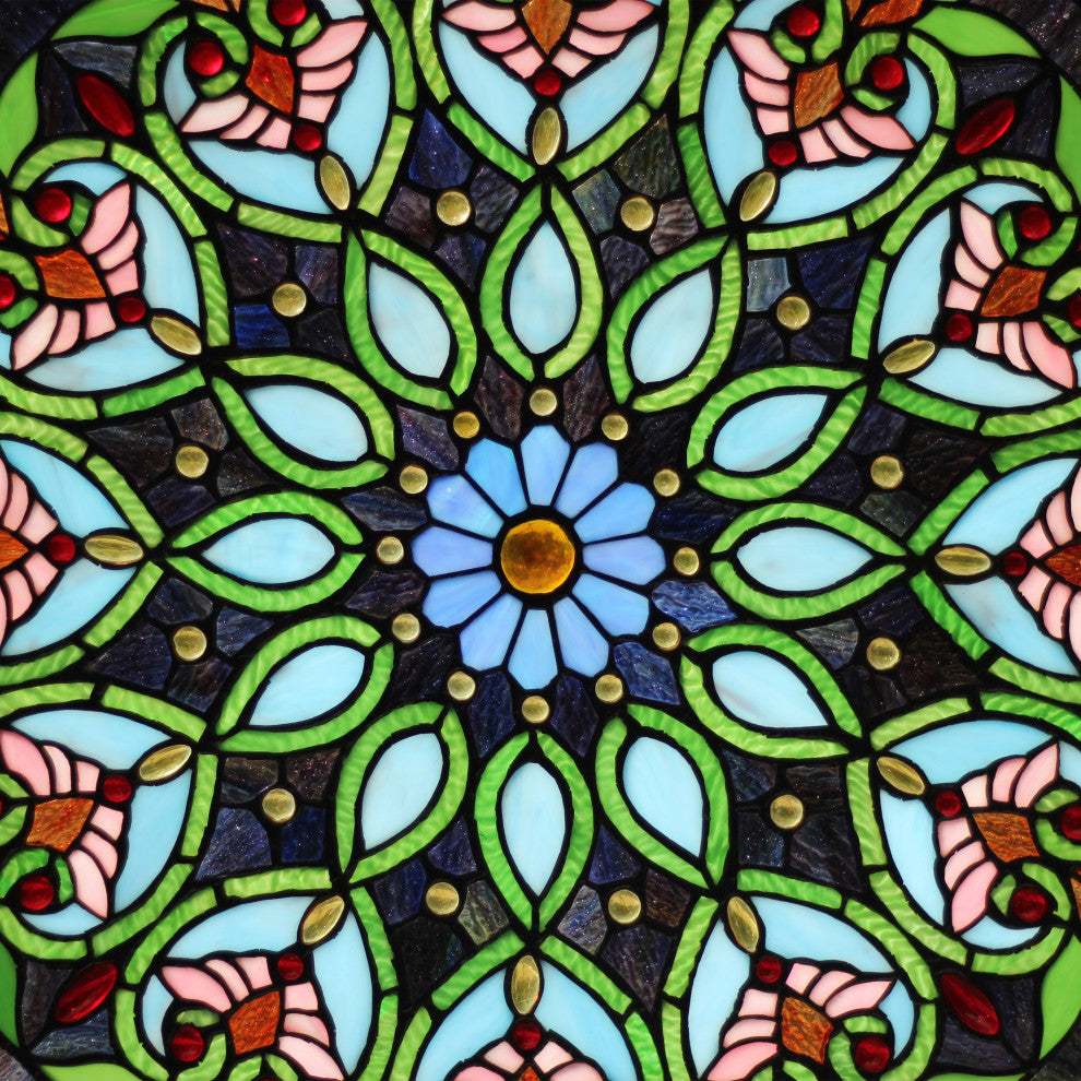 CHLOE Lighting ARABELLA Tiffany-Style Victorian Stained Glass Window Panel