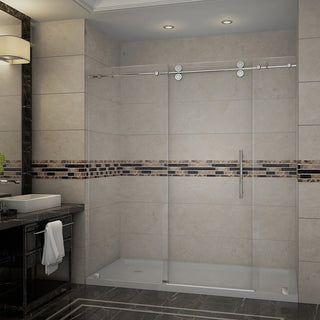 Langham 72"x35"x77.5" Completely Frameless Sliding Shower Door, Chrome Left Base