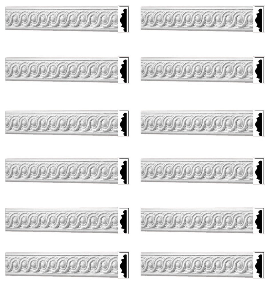 Crown Molding White Urethane Ornate Design 12 Pieces Totaling 954" Long
