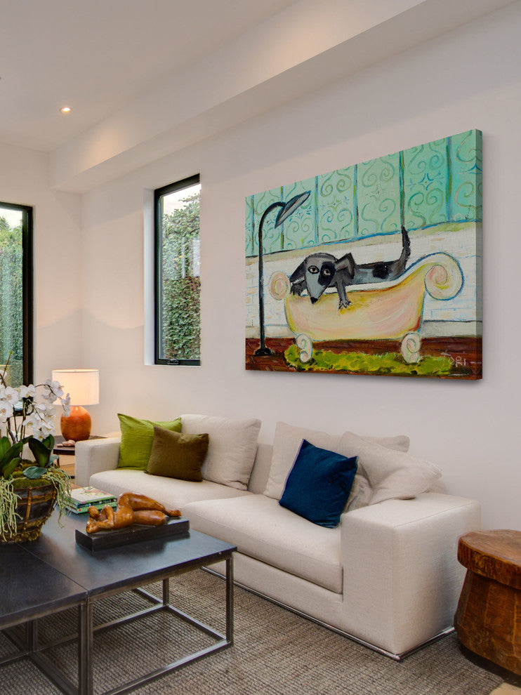 "Dog Bath" Painting Print on Canvas by Tori Campisi