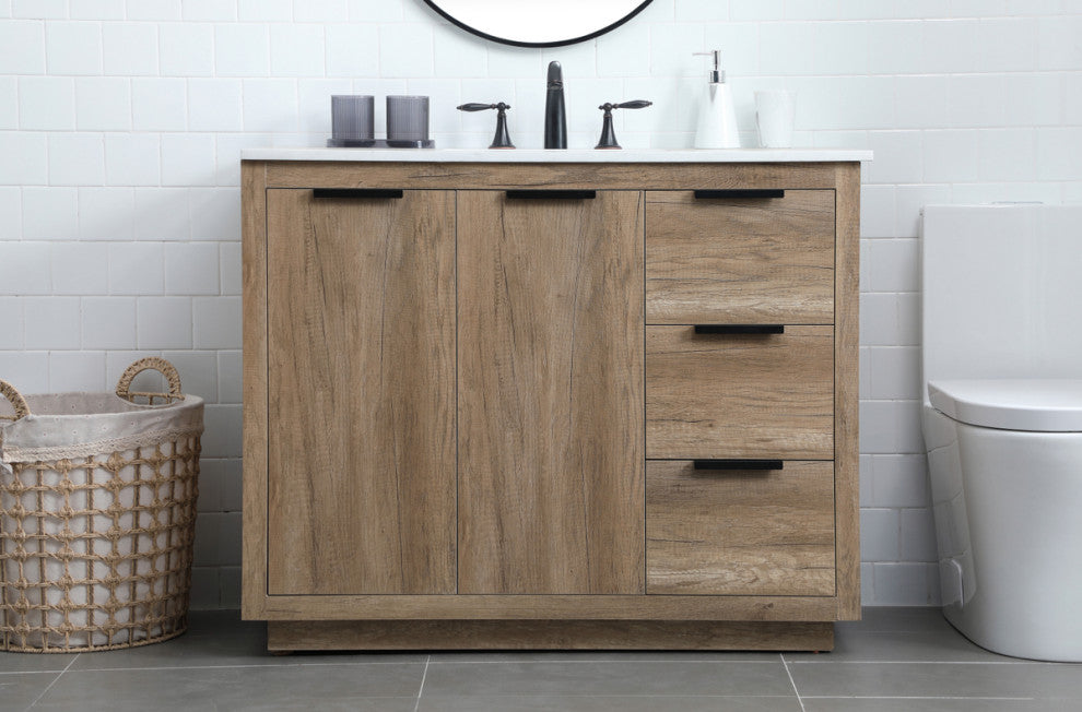 Bethany Single Bathroom Vanity, Natural Oak, 42"
