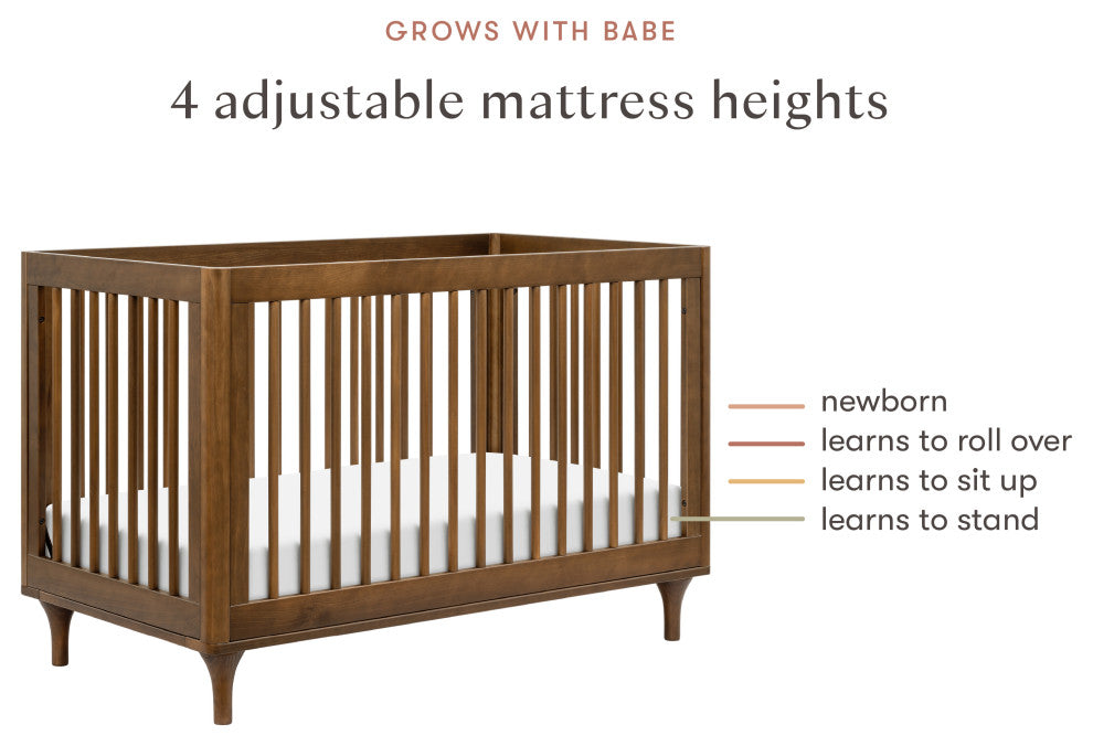Lolly 3-in-1 Convertible Crib With Toddler Bed Conversion Kit, Natural Walnut