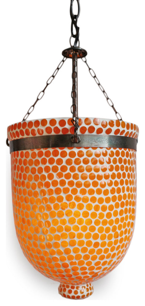 Orange Mosaic Bucket Pendant, Small