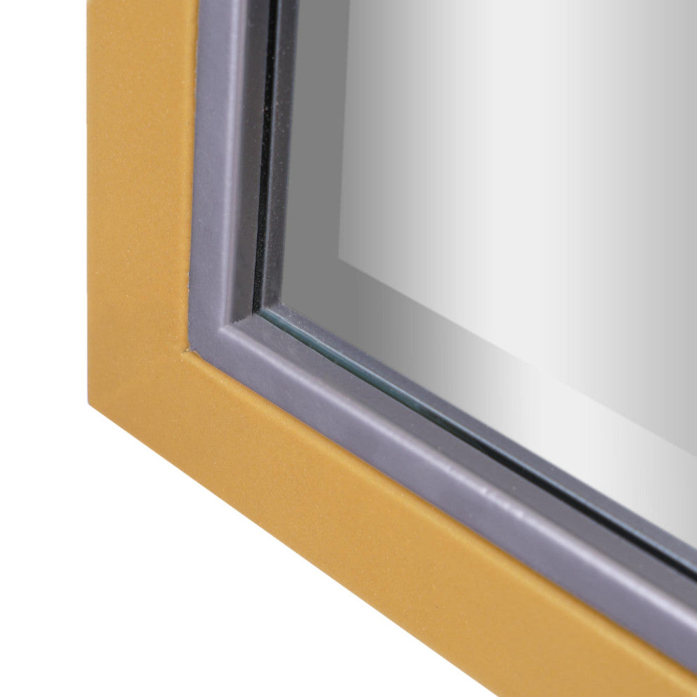 Head West Brushed Brass/Chrome Metal Framed Beveled Edge Wall Mirror - 24" x 30"