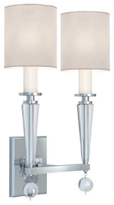 Paxton 2 Light Sconce in Polished Nickel with White Linen