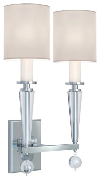 Paxton 2 Light Sconce in Polished Nickel with White Linen