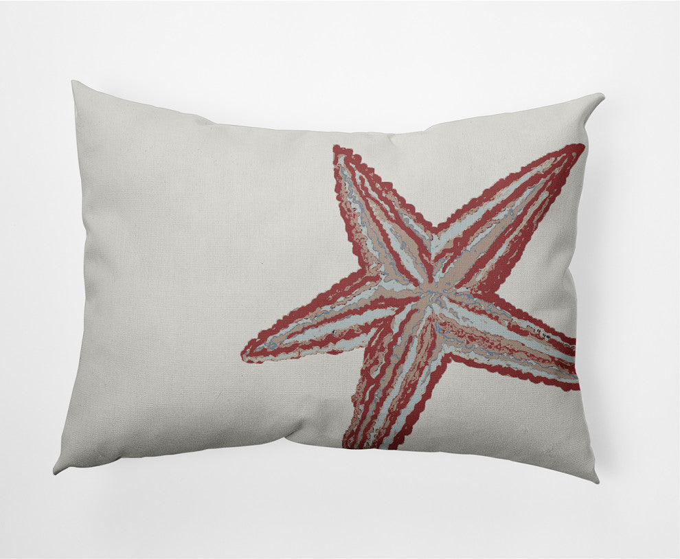 14x20" Large Starfish Nautical Decorative Indoor Pillow, Ligonberry Red