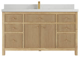 Sonoma 60 Single Bathroom Vanity in Light Natural Teak with 2" Carrara Quartz