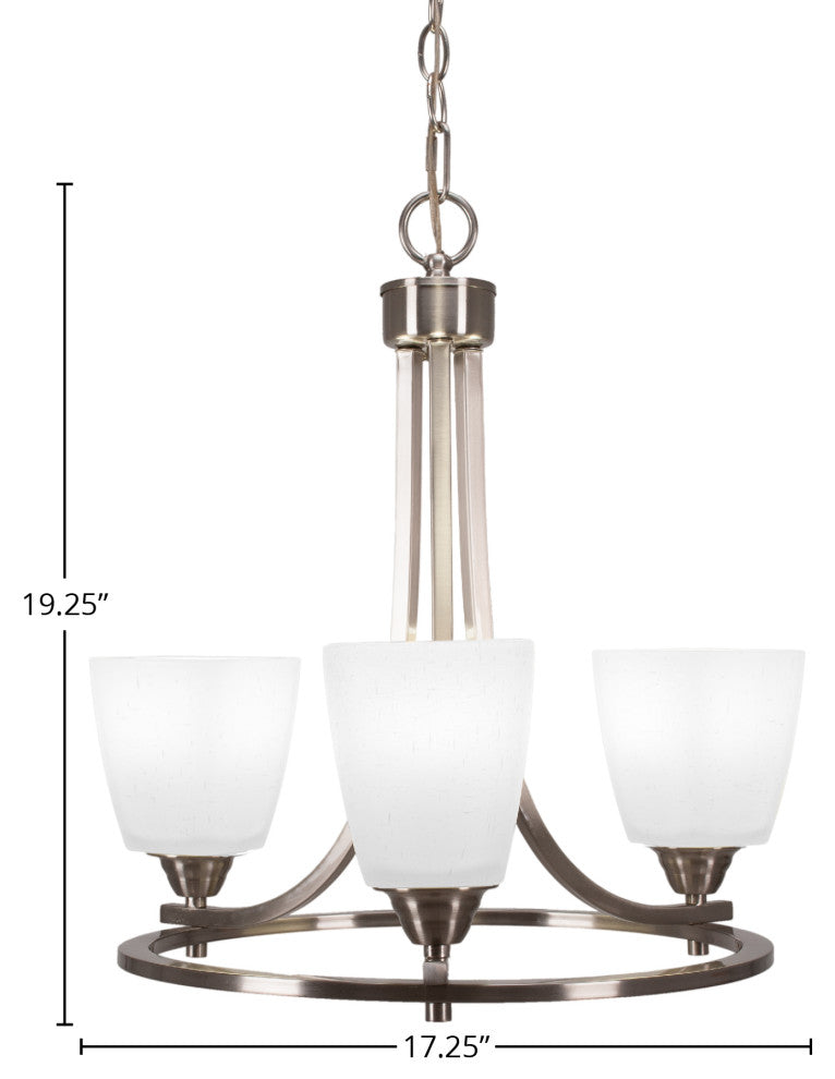 Paramount Uplight 3-Light Chandelier, Brushed Nickel, 4.5" White Muslin Glass