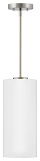 Lark Lane 7" Single Cylindrical Pendant, Polished Nickel + Cased Opal Glass
