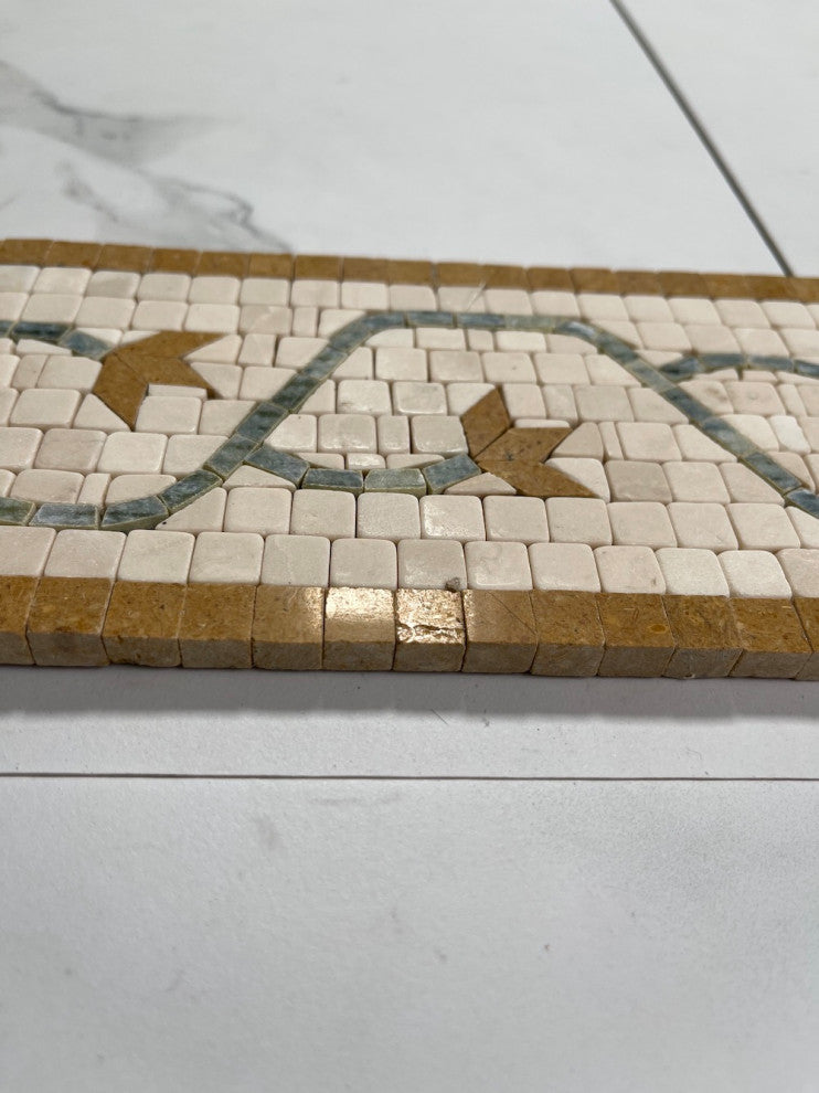 Marble Mosaic Border Listello Accent Tile Edera Antique 4x11 Tumbled, 1 piece