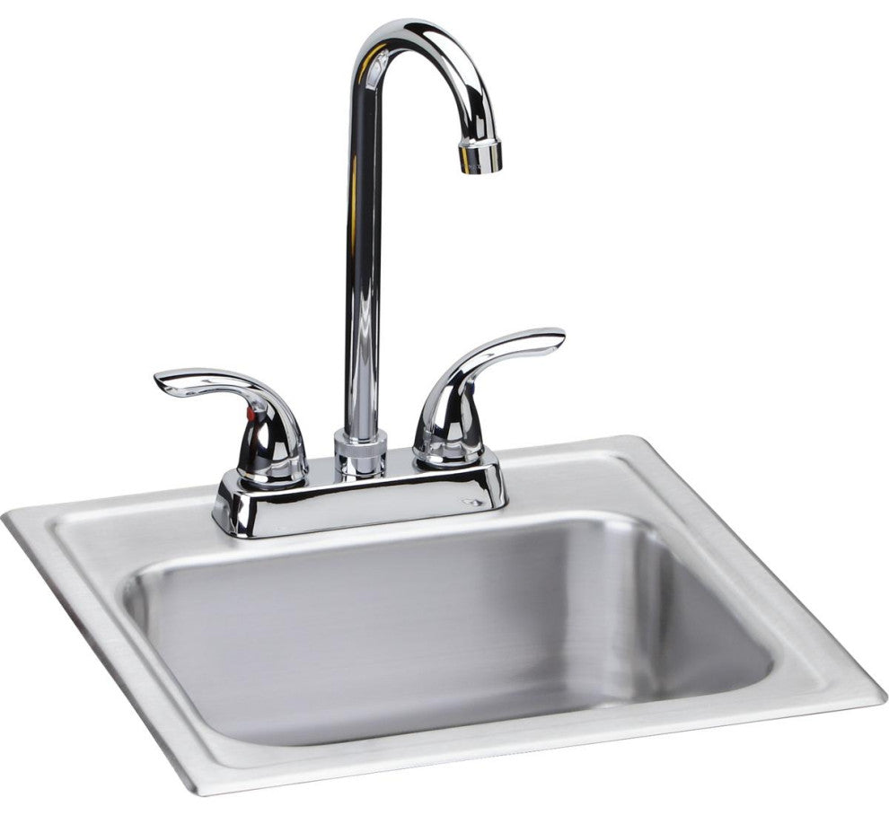 DSEP1515C Dayton Stainless Steel 15" x 15" x 6", Drop-in Bar Sink + Faucet Kit