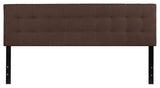 Bedford Tufted Upholstered King Size Headboard in Dark Brown Fabric
