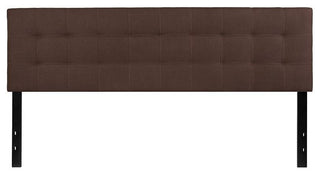 Bedford Tufted Upholstered King Size Headboard in Dark Brown Fabric