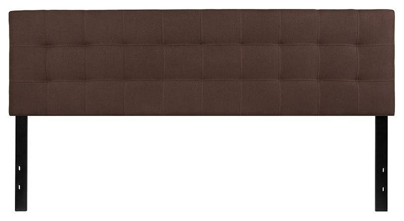 Bedford Tufted Upholstered King Size Headboard in Dark Brown Fabric