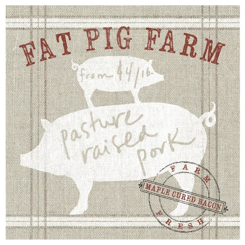 "Farm Linen Pig" Digital Paper Print by Sue Schlabach, 26"x26"