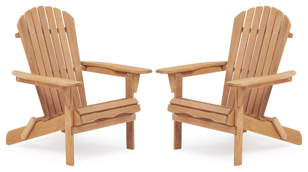 TATEUS Set of 2 Wooden Outdoor Adirondack Chairs for Patio, Garden, and Deck