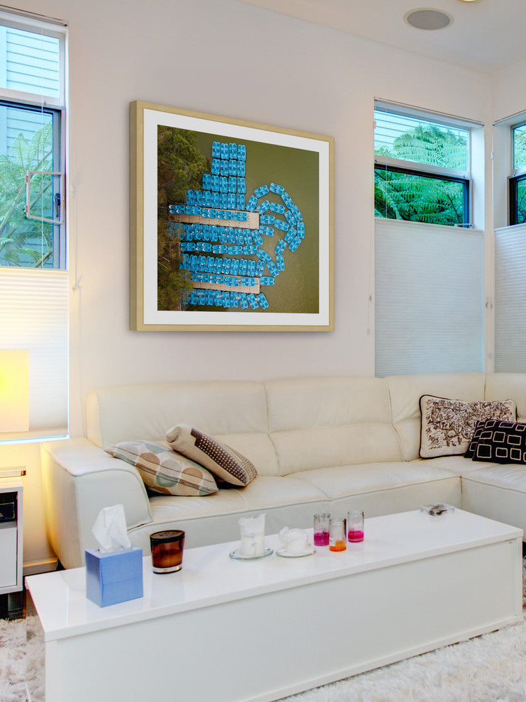 "Blue Paddleboats" Framed Print by Karolis Janulis