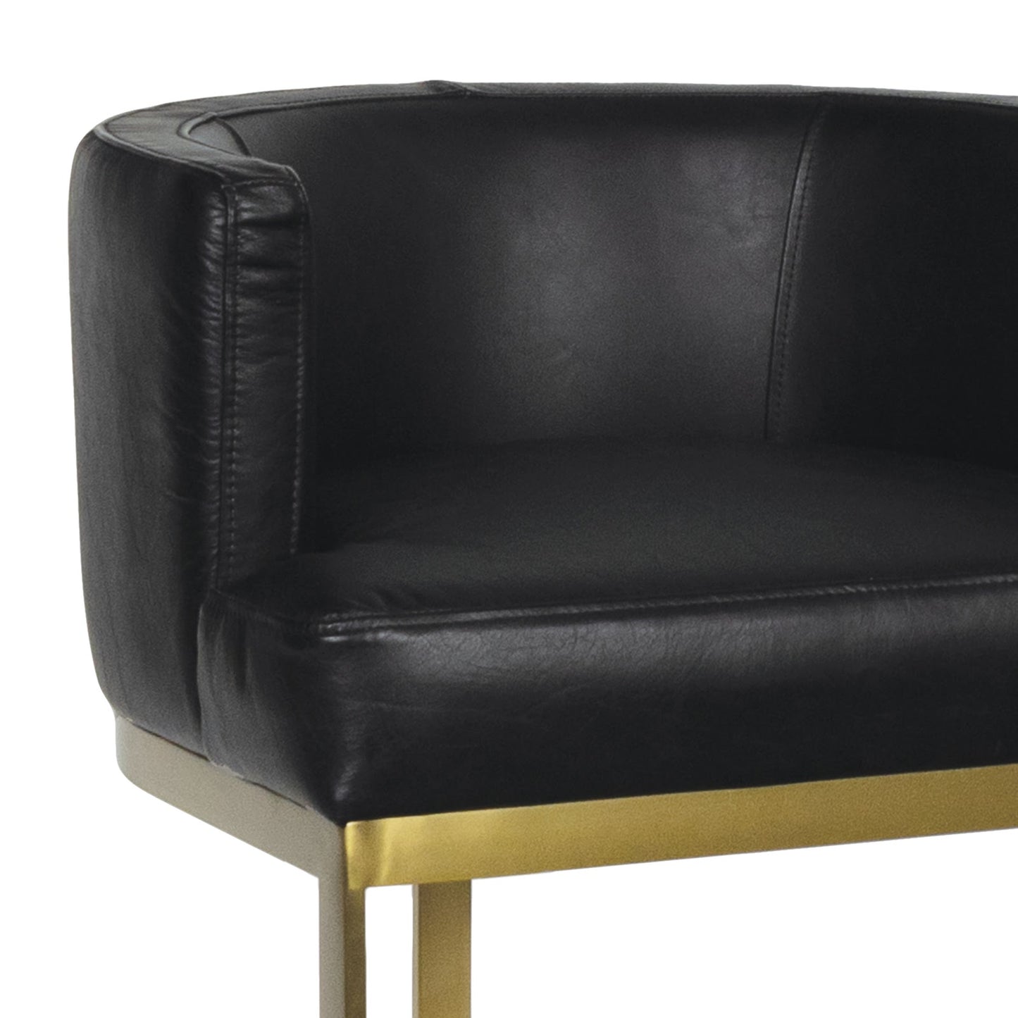 Owen Leather Bar Stool, Modern Black