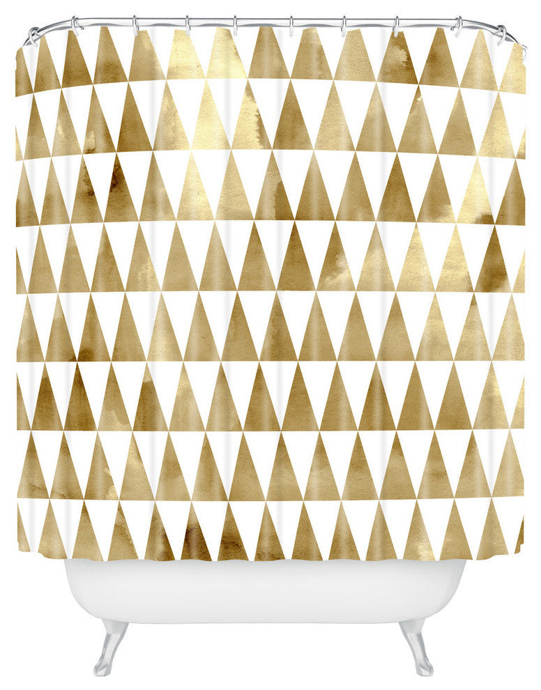 Georgiana Paraschiv Triangle Pattern Gold Shower Curtain, Standard