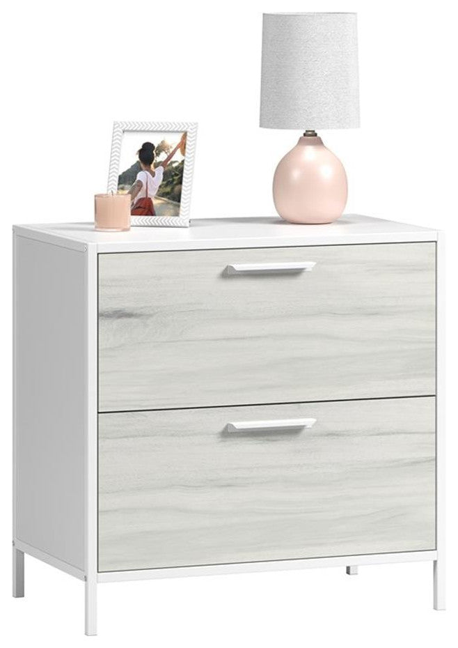 Boulevard Cafe Engineered Wood and Metal Lateral File in White/Haze