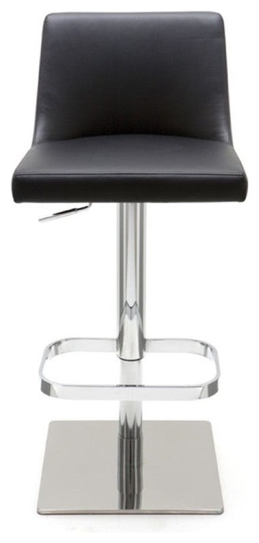 Rome Adjustable Bar Stool Naugahyde Leather, Black
