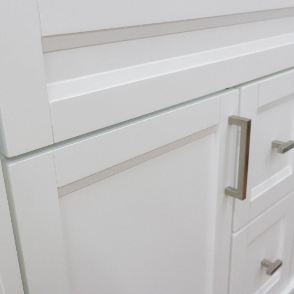 31" Single Sink Vanity, White Finish With White Carrara Marble With Round Sink