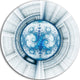 Glowing Soft Blue Fractal Flower, Abstract Round Wall Art, 23"