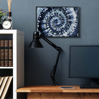 Abstract Blue Grey Tie Dye Spiral Pattern Detail,1pc, each 24 x 30