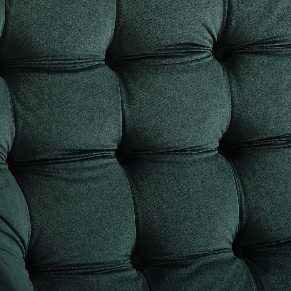 Suggest Button Tufted Upholstered Velvet Lounge Chair, Green