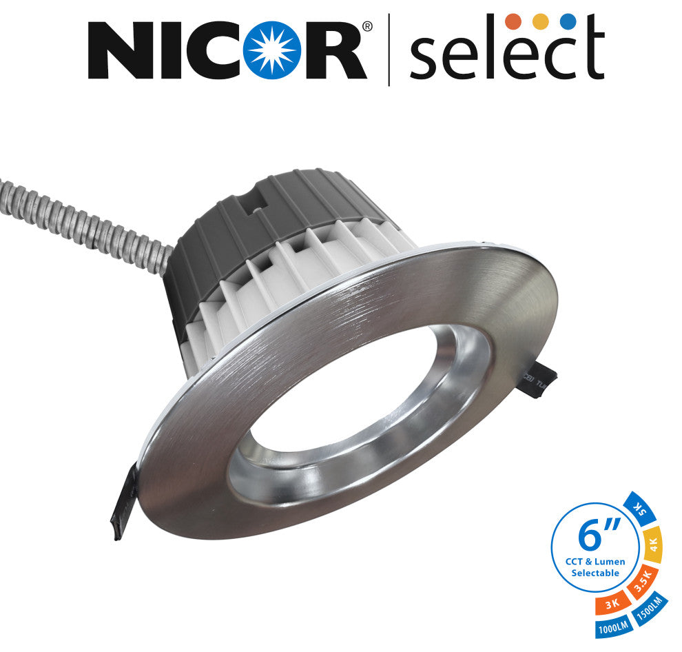 CLR-Select 6-inch Nickel Commercial Canless LED Downlight Kit