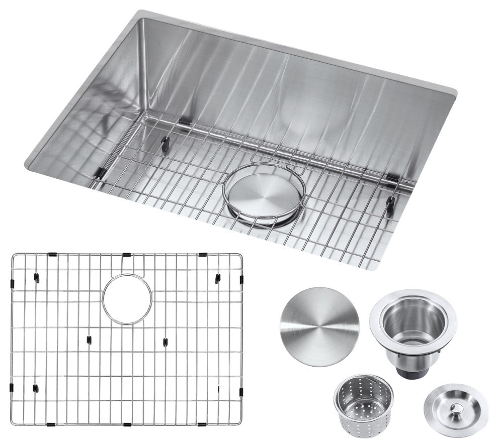 23"Farmhouse Kitchen Sink and Drain Assembly  Strainer, Protective Bottom Grid