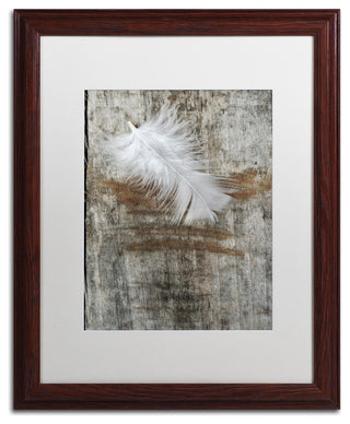 Cora Niele 'White Feather on Wood' Matted Framed Art