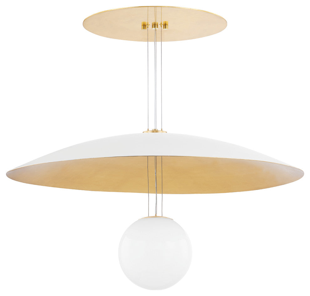 Brim 1-Light Large Pendant Soft White/Gold Leaf