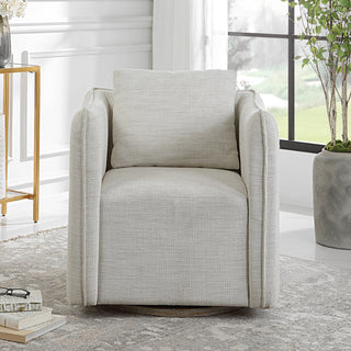Uttermost 23729 Corben White Swivel Armchair