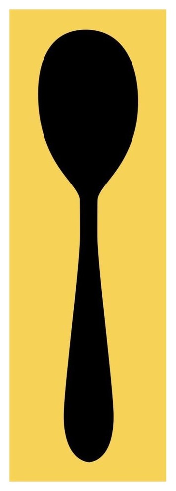 "Mealtime: Black on Yellow - Spoon" Digital Paper Print by BG.Studio, 26"x74"
