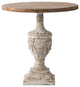 Benzara BM285037 31" Accent Side Table, Fir Wood, Engraved, Antique White