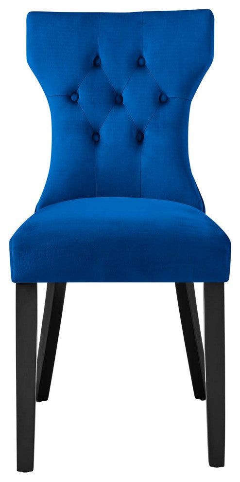 Side Dining Chair, Set of 2, Blue Navy, Velvet, Modern, Cafe Bistro Hospitality